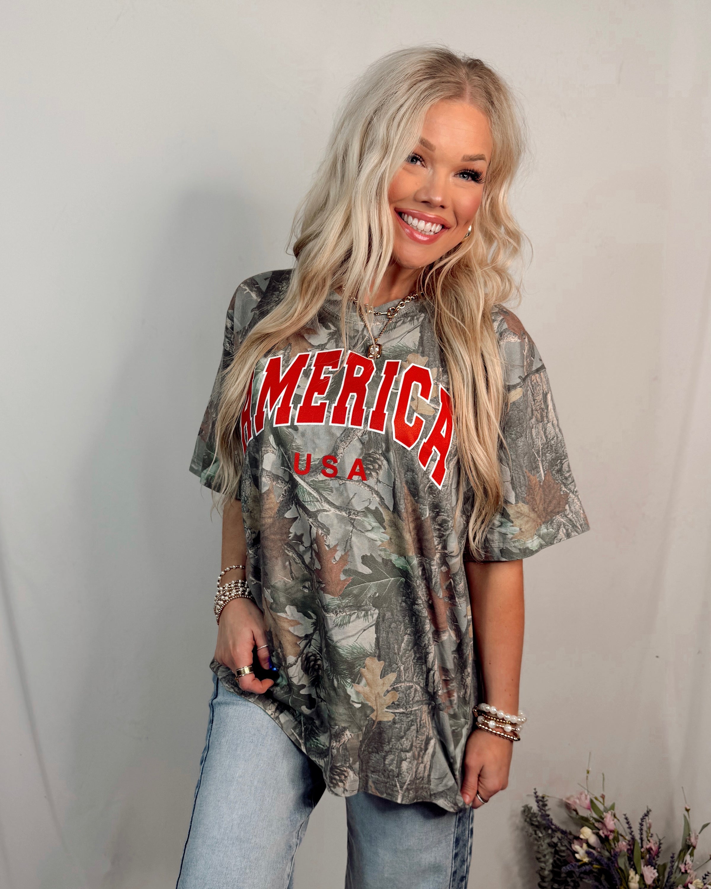 American Honey USA Camo Graphic Tee