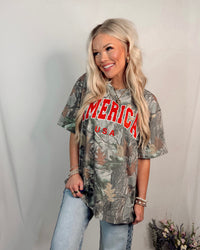 American Honey USA Camo Graphic Tee