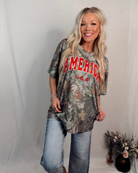 American Honey USA Camo Graphic Tee