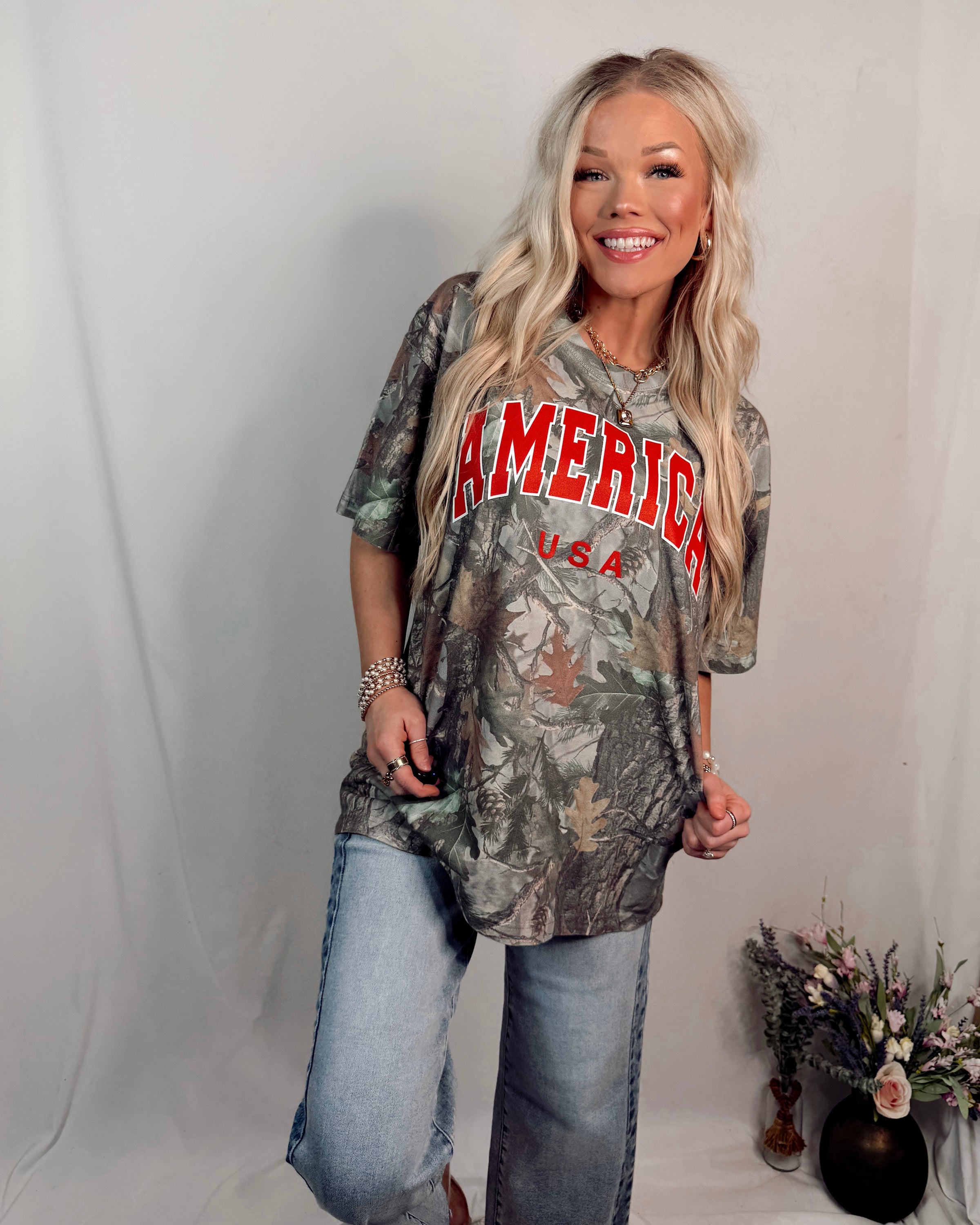 American Honey USA Camo Graphic Tee