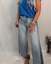 Bayside High Rise Wide Leg Jeans - Light Combo