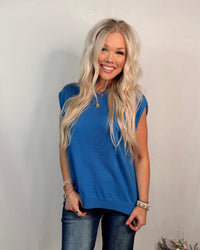 Cool Current Sleeveless Knit Top - Blue