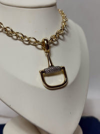 14K Gold Plated Stirrup Statement Chain Link Necklace