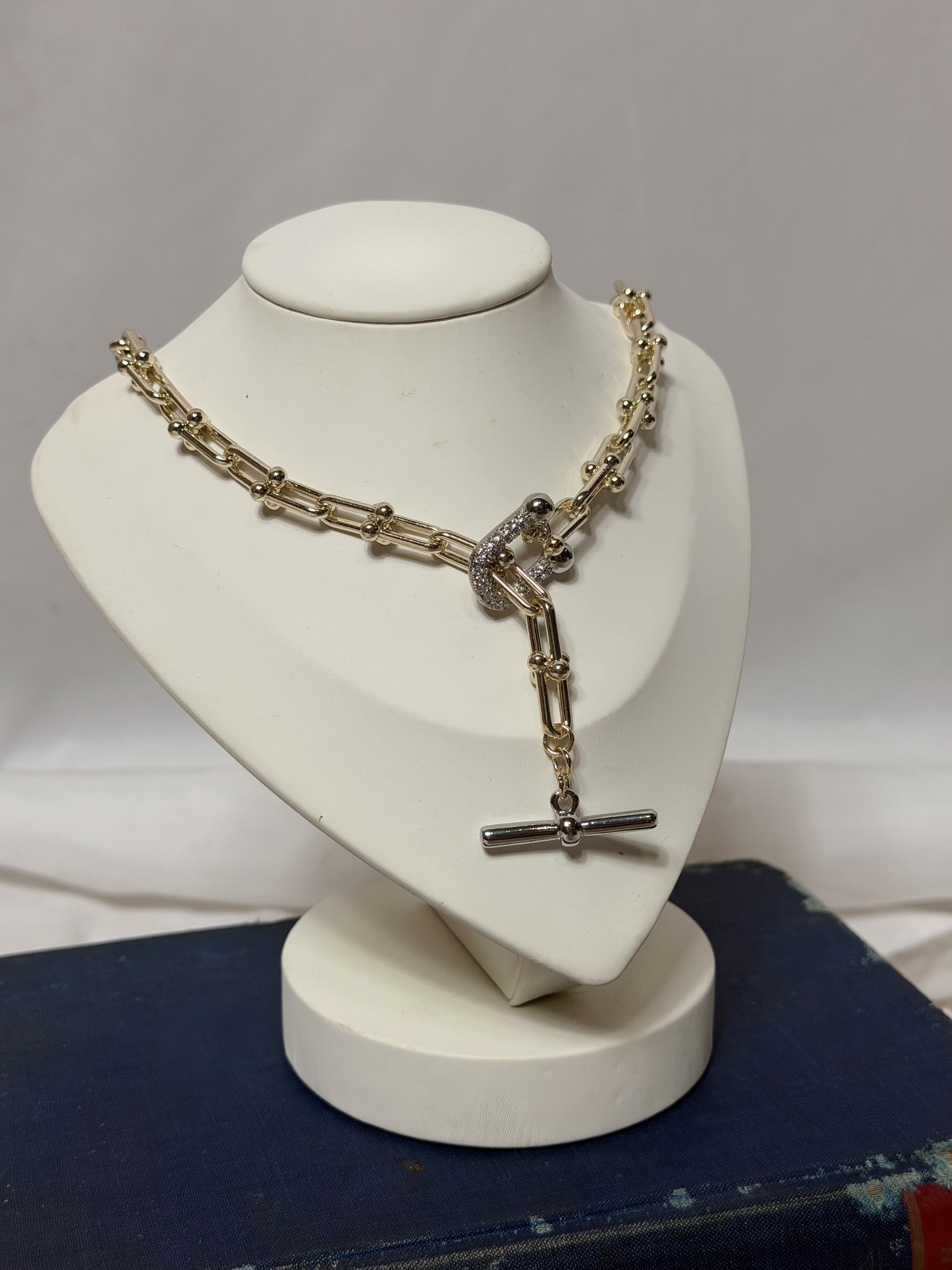 14K Gold Plated Signature Linked Toggle Necklace