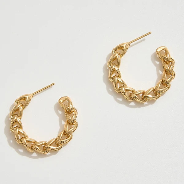 14K Gold Dipped Gold Braided Rope Hoop Earrings