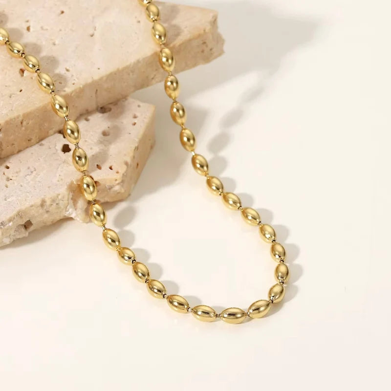 14K Gold Dipped Dainty Drip Beaded Necklace
