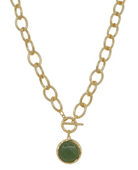 Round Stone Chunky Chain Toggle Necklace