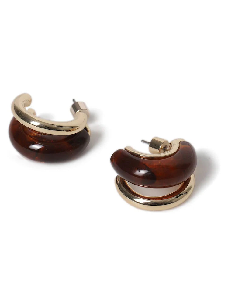 Tortoise Halo Gold Hoop Earrings