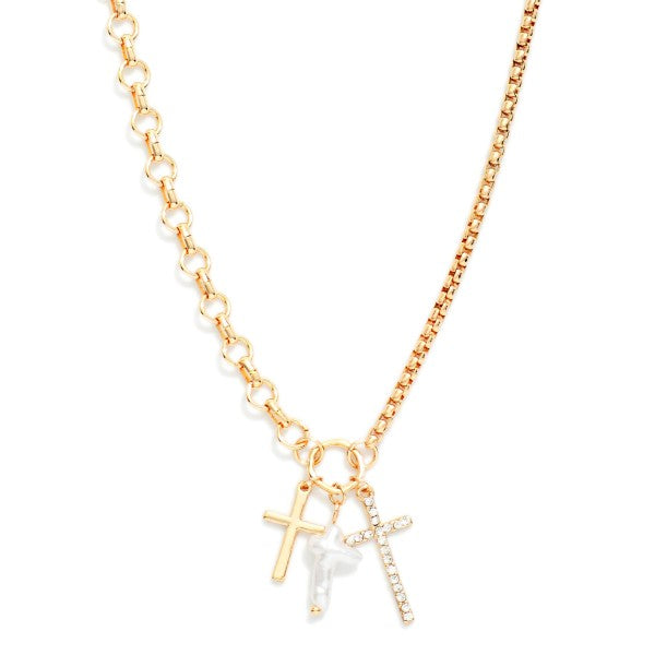 Grace & Glory Trio Cross Charm Necklace