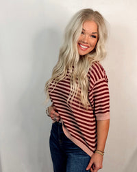 Cherry On Top Striped Short Sleeve Knit Top
