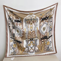 Beige Abstract Lux Detailed Print Square Scarf