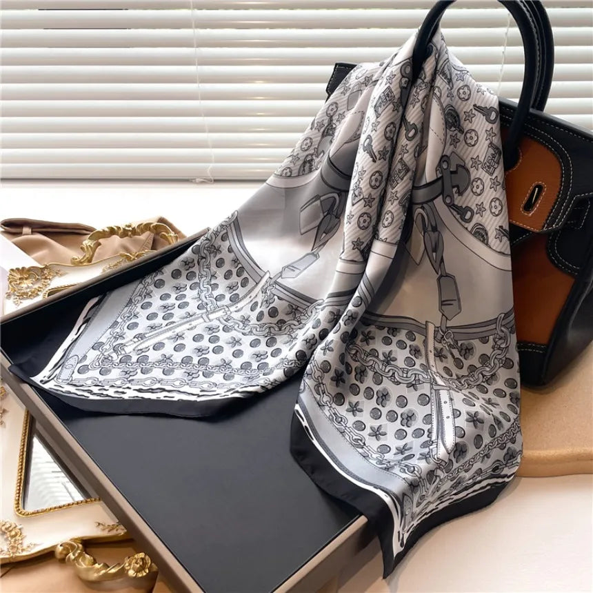 Abstract Lux Detailed Print Square Scarf