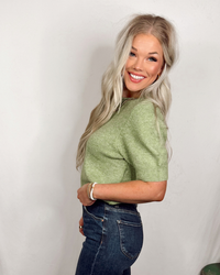 In The Pines Short Sleeve Sweater Top in Green