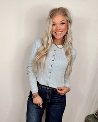 Cozy Cloud Cable Knit Cardigan / Top - Ice Blue