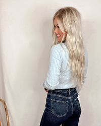 Cozy Cloud Cable Knit Cardigan / Top - Ice Blue