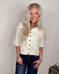Cozy in Cream Puff Sleeve Knit Top