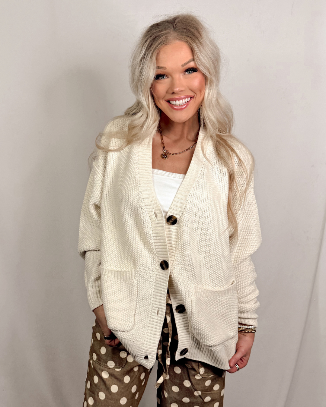 Warm & Worn Oversized Knit Cardigan - Cream
