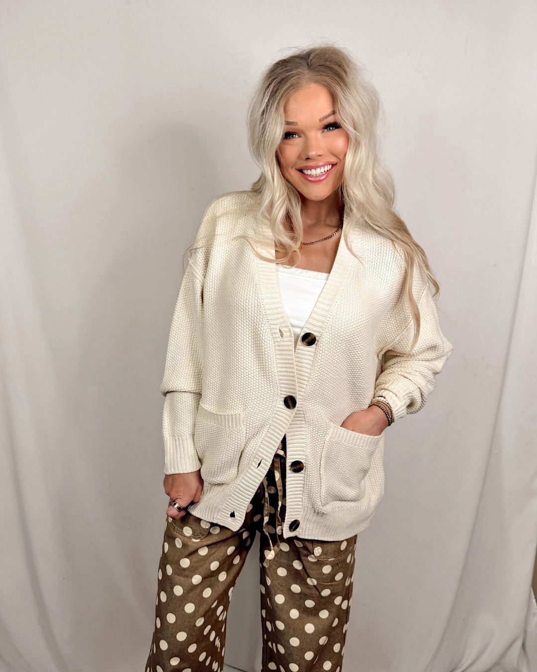 Warm & Worn Oversized Knit Cardigan - Cream