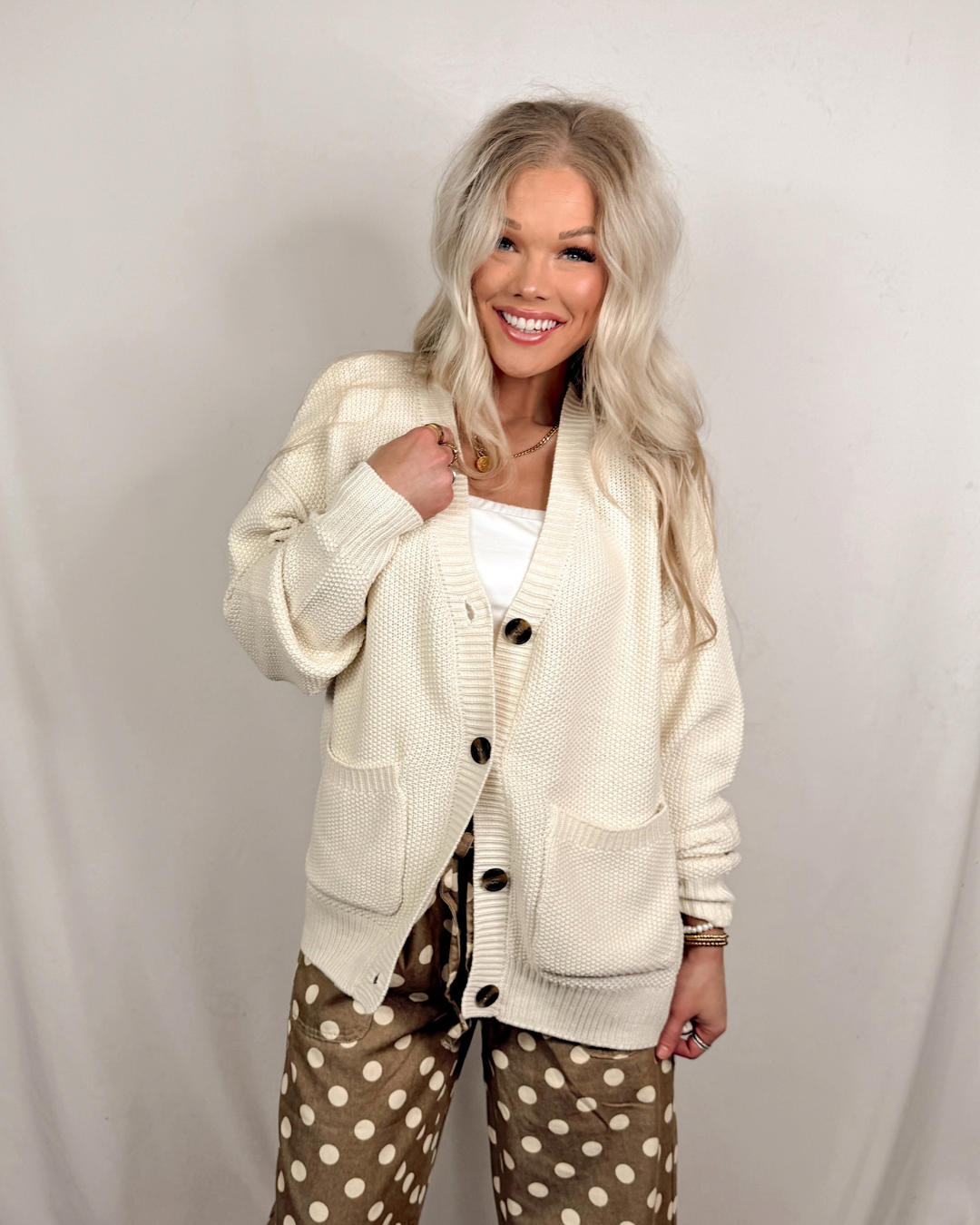 Warm & Worn Oversized Knit Cardigan - Cream