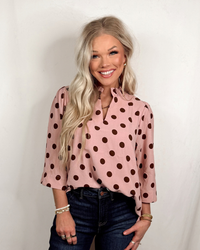 Pretty in Pink Polka Dot Print Top - Pink