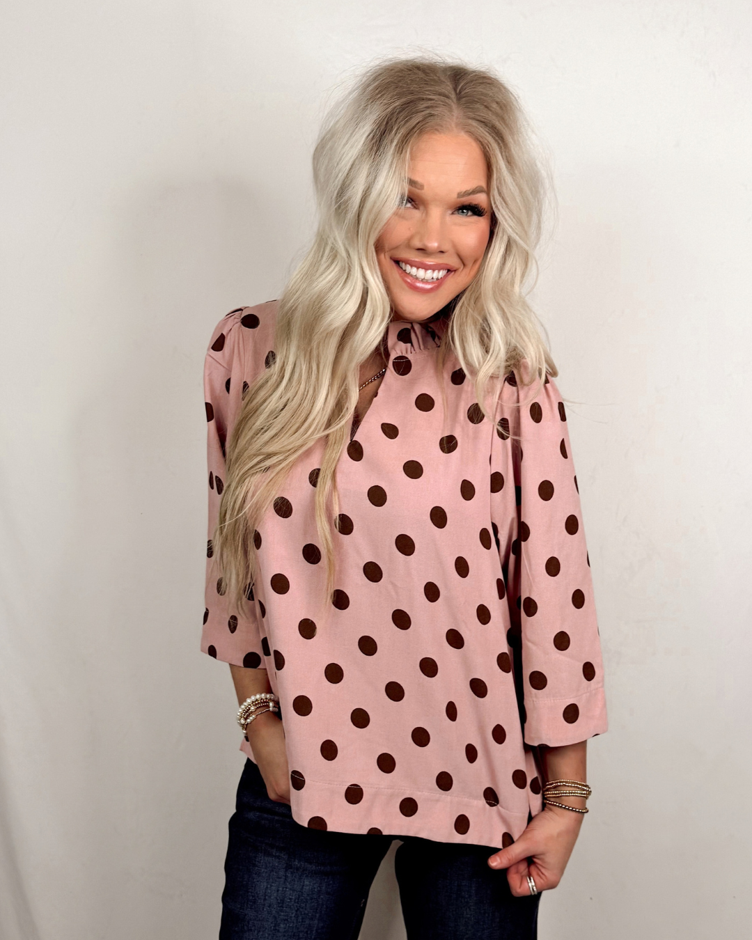 Pretty in Pink Polka Dot Print Top - Pink