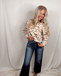 Speckled Spice Spotted Print Off The Shoulder Sweatshirt / Top