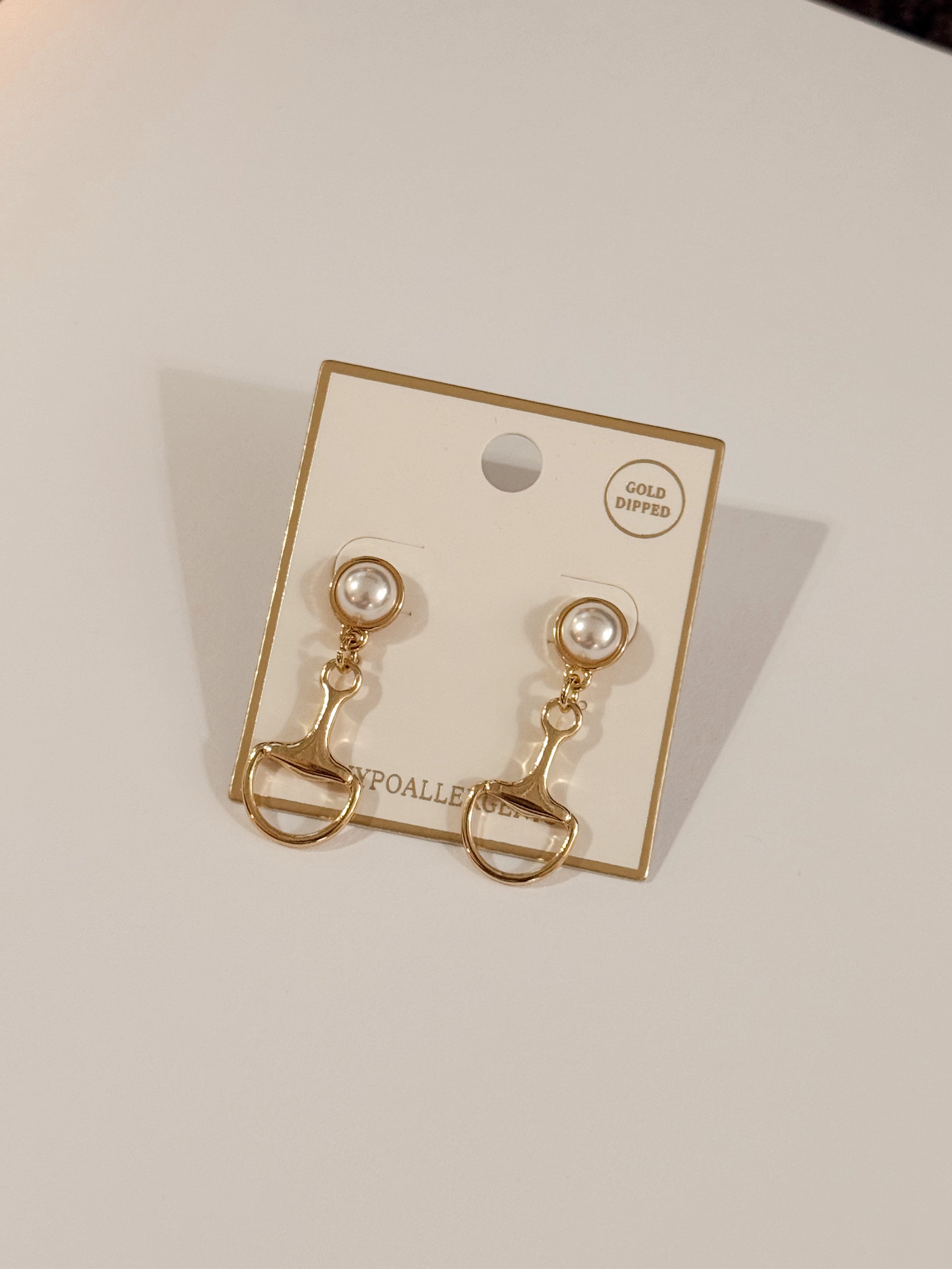 14K Gold Dipped Derby Day Pearl Bit Earrings