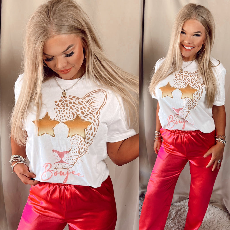 Star Leopard Graphic Tee- Ivory