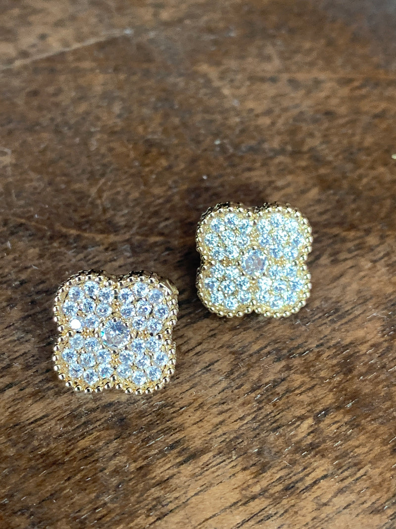 Pave Clover Earrings