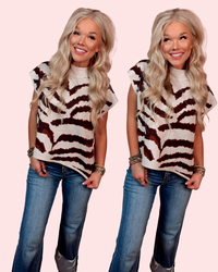 Legacy Stripes Printed Mock Neck Knit Top