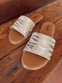 Graceful Zebra Slides- Silver Metallic