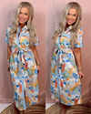Scenes of Santorini Printed Mediterranean Midi Dress