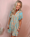 Meet me on The Coast Button Down Mini Dress - Blue Mix