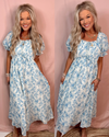 Barcelona Blues Printed Detailed Dress