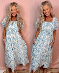Barcelona Blues Printed Detailed Dress