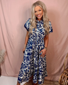 Botanical Blues Printed Midi Dress