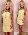 London Lemonade Chic Gold Button Dress