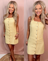London Lemonade Chic Gold Button Dress