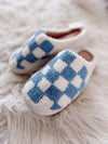 Baby Blue Checkered Slippers