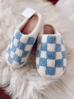 Baby Blue Checkered Slippers