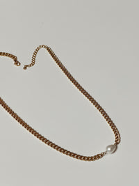 Pearl & Poise Cable Chain Necklace w/pearl accent