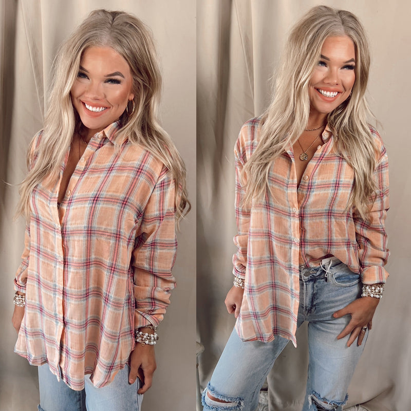 Liz Lightweight Plaid Button Up