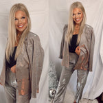 Irresistibly Chic Glitter Blazer- Bronze & Silver