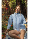 Bluebell Bay Striped Open Collared Top