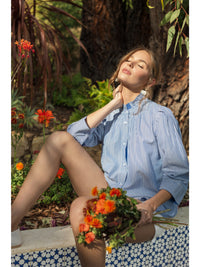 Bluebell Bay Striped Open Collared Top