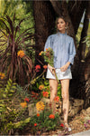 Bluebell Bay Striped Open Collared Top