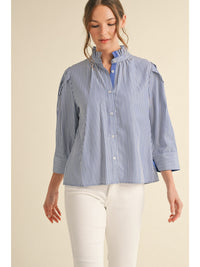 Bluebell Bay Striped Open Collared Top