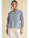Bluebell Bay Striped Open Collared Top