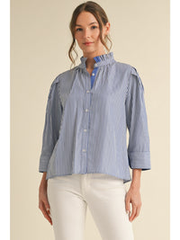 Bluebell Bay Striped Open Collared Top