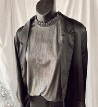 Meant To Be Metallic Mock Neck Blouse